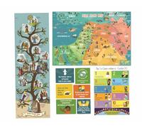 Sunday School Bible Posters for Kids - Educational & Inspirational decorations for classroom and christian bulletin boards. Set of 4, The Lord’s Prayer, Ten Commandments, Bible Story Map, & Family