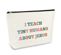 Sunday School Teacher Gift Makeup Bag for Women Christian Teacher Appreciation Gift Religious Gift for Teachers Cosmetic Bag Mothers Day Graduation Birthday Gift for Godmother Teachers Grandma Aunt