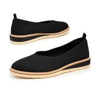 Sunday Walks Women's Randi Slip-On Canvas Flats Lightweight Everyday Comfort Shoes with Extra Comfort for All Day wear, Black Knit, 8 UK
