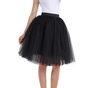 Sundaylike life Layered Skirt Carnevale New Women Tulle Skirts Knee Length Long Adult Tutu Layered Short Prom Party Midi Skirt 80S Outfit Black
