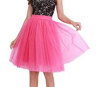 Sundaylike life Layered Skirt Carnevale New Women Tulle Skirts Knee Length Long Adult Tutu Layered Short Prom Party Midi Skirt 80S Outfit Hot Pink