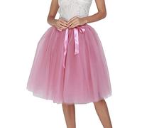 Sundaylike life Pink Tutu Adult Carnevale New Women Tulle Skirts Knee Length Long Adult Tutu Layered Short Prom Party Midi Skirt 80S Fancy Dress for Women Plus Size