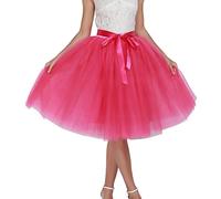 Sundaylike life Pink Tutu Adult Carnevale New Women Tulle Skirts Knee Length Long Adult Tutu Layered Short Prom Party Midi Skirt 80S Fancy Dress for Women Plus Size