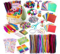 Sundaymot DIY Craft Kits for Kids, Arts and Crafts for Kid with Pipe Cleaners, Feather, Crafting Box and Pom Poms, Toddlers Kids Activity Packs Toys for Girls Boys Ages 3-12 Birthday Gifts
