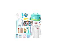 Sundaymot Doctors Set for Kids, 34 Pcs Kids Doctors Wooden Kit, with Real Stethoscope Portable Doctors Bag and Syringe, Role Play Toys Doctor Set for