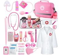 Sundaymot Doctors Set for Kids,35 Pcs with High simulation Stethoscope and Portable Doctors Bag, Pretend Role Play Educational Toys Gifts for 3-6 Year Old Toddlers