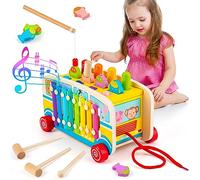 Sundaymot Wooden Montessori Toys, 4-in-1 Whack a Mole Game Educational Toys, Montessori Toys for 3 Year Olds, Fine Motor Skills Toys for 3 4 5 6 Year Old Boys and Girls - Bus Version