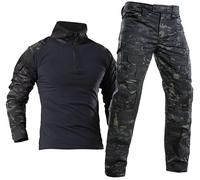 SUNDAYYO Men's Military Uniform Tactical Suit Combat Shirt and Trousers Airsoft Camouflage Suit Shirt German Army Pullover Long Sleeve with 1/4 Zip Camouflage BDU Paintball Clothing, CPH, L