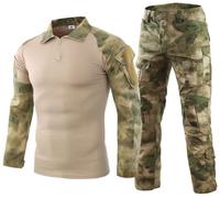 SUNDAYYO Men's Military Uniform Tactical Suit Combat Shirt and Trousers Airsoft Camouflage Suit Shirt German Army Pullover Long Sleeve with 1/4 Zip Camouflage BDU Paintball Clothing, Fg, XXL