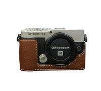 SundayZaZa Bottom Opening PU Leather Grip Half Camera Case for Olympus Pen E-P7 with Tripod Design with Shoulder Strap (Brown)