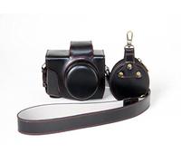 SundayZaZa Bottom Opening Version Protective PU Leather Camera Case Bag for Olympus Pen Lite E-PL8 EPL8 with 14-42mm EZ F3.5-5.6 Lens with Strap Belt and Storage Card Case Black