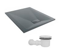 Sundaze 1100 X 900mm Smc Anthracite Rectangle Slate Effect Shower Tray With Fluidmaster 90mm Fast Flow Waste
