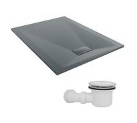 Sundaze 1200 X 900mm Smc Anthracite Rectangle Slate Effect Shower Tray With Fluidmaster 90mm Fast Flow Waste
