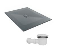 Sundaze 1300 X 1000mm Smc Anthracite Rectangle Slate Effect Shower Tray With Fluidmaster 90mm Fast Flow Waste