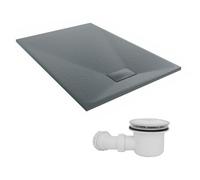 Sundaze 1300 X 900mm Smc Anthracite Rectangle Slate Effect Shower Tray With Fluidmaster 90mm Fast Flow Waste
