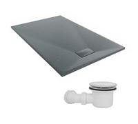Sundaze 1400 X 900mm Smc Anthracite Rectangle Slate Effect Shower Tray With Fluidmaster 90mm Fast Flow Waste