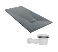 Sundaze 1500 X 700mm Smc Anthracite Rectangle Slate Effect Shower Tray With Fluidmaster 90mm Fast Flow Waste