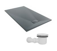 Sundaze 1500 X 900mm Smc Anthracite Rectangle Slate Effect Shower Tray With Fluidmaster 90mm Fast Flow Waste