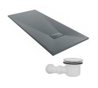 Sundaze 1600 X 700mm Smc Anthracite Rectangle Slate Effect Shower Tray With Fluidmaster 90mm Fast Flow Waste