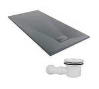 Sundaze 1600 X 800mm Smc Anthracite Rectangle Slate Effect Shower Tray With Fluidmaster 90mm Fast Flow Waste