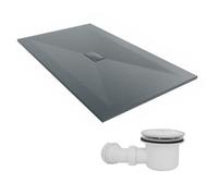 Sundaze 1700 X 1000mm Smc Anthracite Rectangle Slate Effect Shower Tray With Fluidmaster 90mm Fast Flow Waste