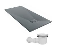 Sundaze 1700 X 800mm Smc Anthracite Rectangle Slate Effect Shower Tray With Fluidmaster 90mm Fast Flow Waste