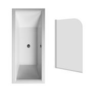 Sundaze 1700X700mm Straight Shower Bath Double Ended With Round Bath Screen Chrome