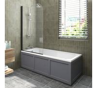 Sundaze 1700X700mm White Acrylic Traditional Single Ended Shower Bath & Front And End Panel Matt Grey & Pivot Bath Screen Black
