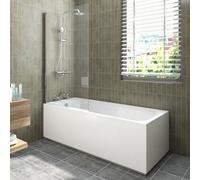 Sundaze 1700X700mm White Acrylic Traditional Single Ended Shower Bath & Front And End Panel & Straight Pivot Bath Screen Chrome
