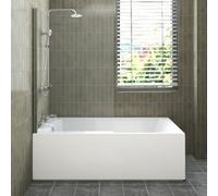 Sundaze 1700X700mm White Acrylic Traditional Single Ended Shower Bath & Front Panel & Straight Pivot Bath Screen Chrome