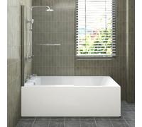 Sundaze 1700X700mm White Traditional Single Ended Shower Bath & Front Panel & Straight Pivot Screen With Towel Rail Chrome