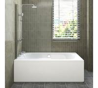 Sundaze 1700X750mm White Acrylic Double Ended Shower Bath & Front Panel & Straight Pivot Bath Screen Chrome