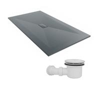 Sundaze 1800 X 1000mm Smc Anthracite Rectangle Slate Effect Shower Tray With Fluidmaster 90mm Fast Flow Waste