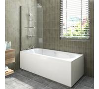 Sundaze 1800X800mm White Acrylic Double Ended Shower Bath & Front And End Panel & Pivot Screen With Towel Rail Chrome