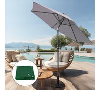 SunDaze 2.5M Grey Round Garden Parasol Patio Umbrella Crank Tilt With Base Cover