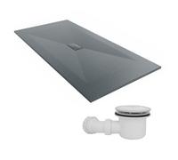 Sundaze 2000 X 1000mm Smc Anthracite Rectangle Slate Effect Shower Tray With Fluidmaster 90mm Fast Flow Waste