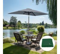 SunDaze 2X3M Garden Rectangular Parasol Sun Shade Umbrella Tilt Crank With Base Cover Grey