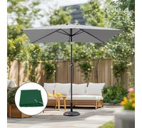 SunDaze 2X3M Grey Garden Rectangular Parasol Sun Shade Umbrella Tilt Crank + Base + Cover