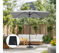 SunDaze 2X3M Grey Rectangular Garden Parasol Crank Tilt Umbrella W/ Base Cover