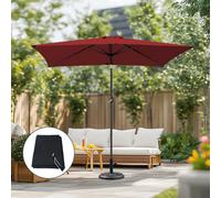 SunDaze 2X3M Wine Red Rectangular Garden Parasol Crank Tilt Umbrella W/ Base Cover
