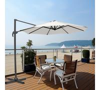 Sundaze 3M Cream Garden Cantilever Roma Parasol Umbrella With 360 Degree Rotation Outdoor Patio