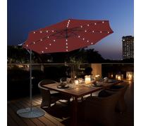 Sundaze 3M Wine Red Garden Banana Parasol Cantilever Umbrella Outdoor Patio With Solar Led Lights