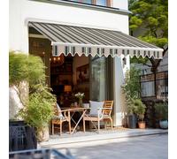 Sundaze 4.5X3M Half Cassette Electric Awning Retractable Garden Sun Shade Sail Canopy Multi-Stripe