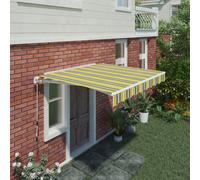 Sundaze 4 X 3M Manual Awning Garden Patio Canopy Sun Shade Shelter Retractable With Fittings And Crank Handle Yellow-Stripe