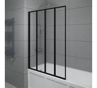 Sundaze 4mm Toughened Safety Glass 4 Folding Panel Shower Bath Screen Door Matt Black