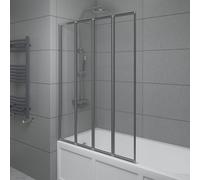 Sundaze 4mm Toughened Safety Glass 4 Panel Folding Shower Bath Screen Door Chrome