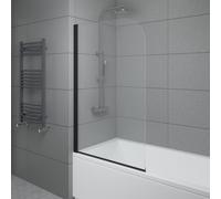 Sundaze 6mm Toughened Safety Glass Curved Pivot Shower Bath Screen - 1400X800mm Black