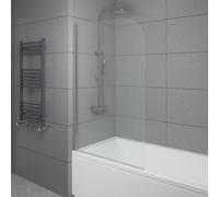 Sundaze 6mm Toughened Safety Glass Curved Pivot Shower Bath Screen - 1400X800mm Chrome
