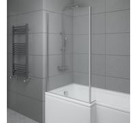 Sundaze 6mm Toughened Safety Glass L Shaped Shower Bath Screen Fixed Return Chrome
