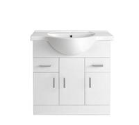 Sundaze 850mm Gloss White Bathroom Cabinet Vanity Sink Unit Storage With Basin